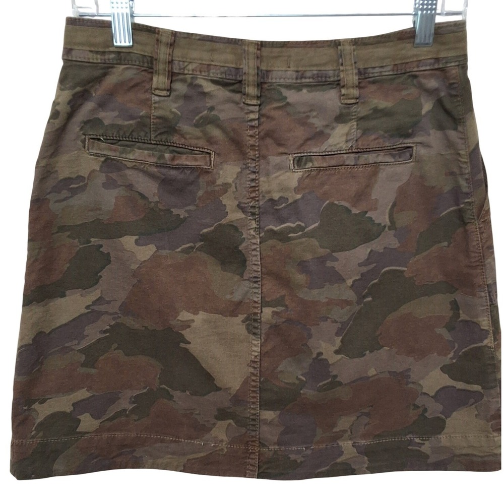 Anthropologie Camo Button Front Mini Skirt Green Brown Utility Size 12R Utility - Picture 3 of 8